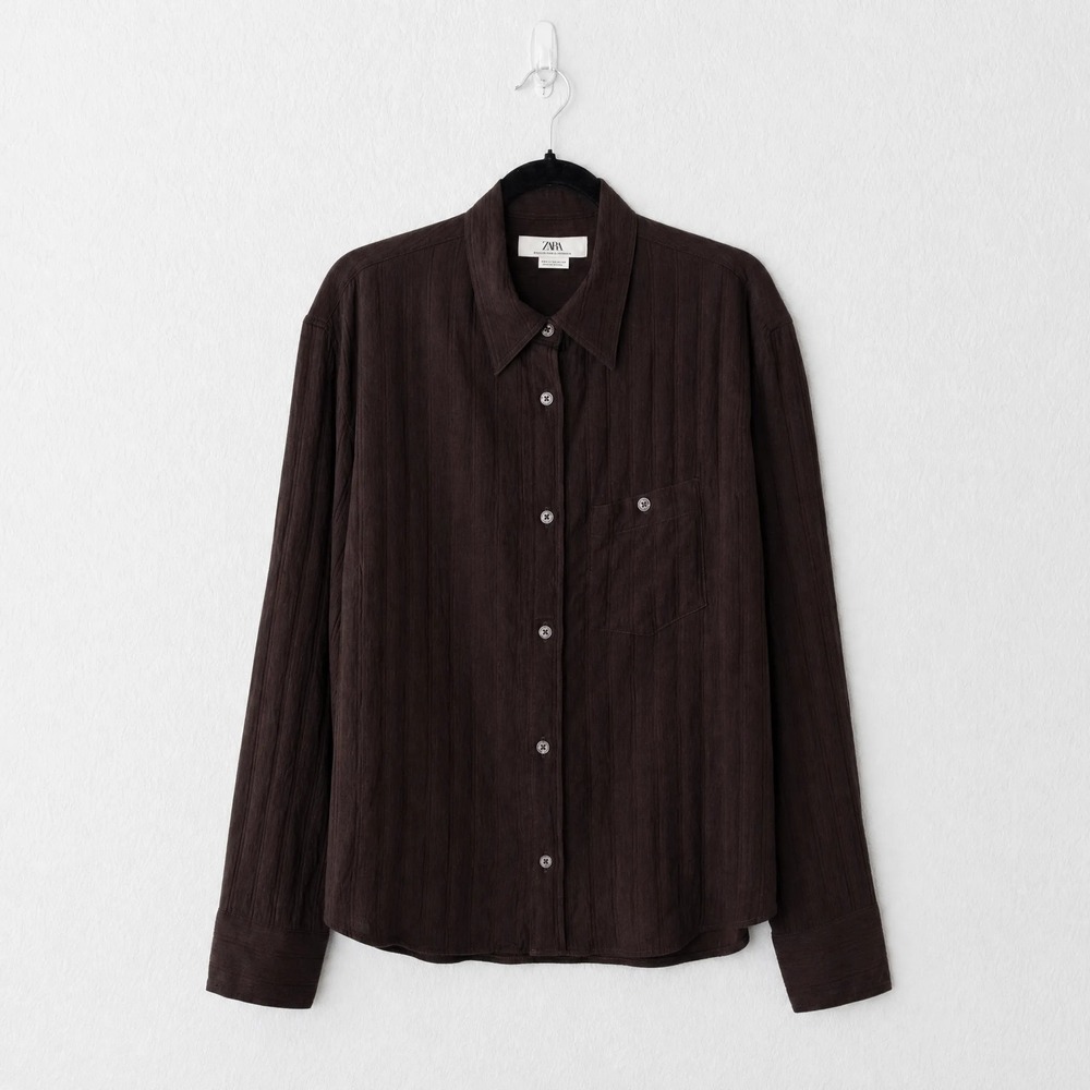 Zara Man New York Edition Brown Textured Shirt Jacket Overshirt Men's